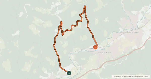 Kartenübersicht der Radroute K5 Aichberg – Scheibsgraben