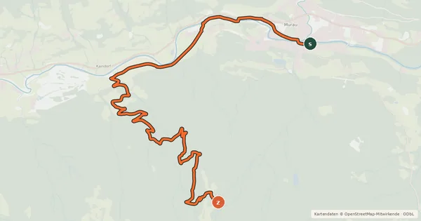 Kartenübersicht der Radroute Kaindorf-Frauenalpe