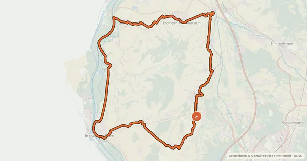Kartenübersicht der Radroute Kaiserstuhl-Radwanderweg
