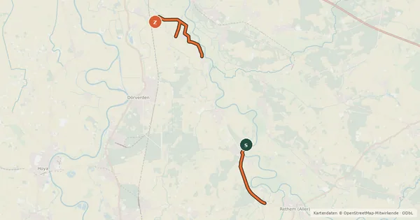 Kartenübersicht der Radroute Kali Radweg