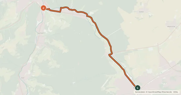 Kartenübersicht der Radroute Kall (20) - Gemünd (30)