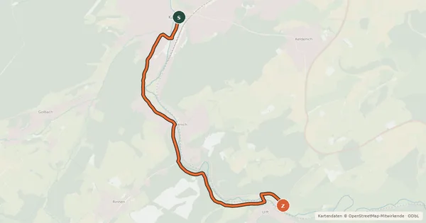 Kartenübersicht der Radroute Kall (20) - Urft (36)