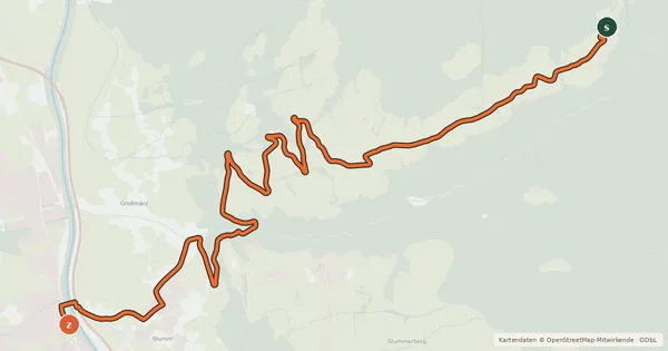 Kartenübersicht der Radroute Kaltenbach-Jausenstation Almluft