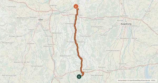 Kartenübersicht der Radroute Kammeltal-Radweg
