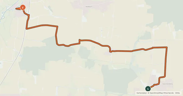 Kartenübersicht der Radroute Kammerberg Asbach