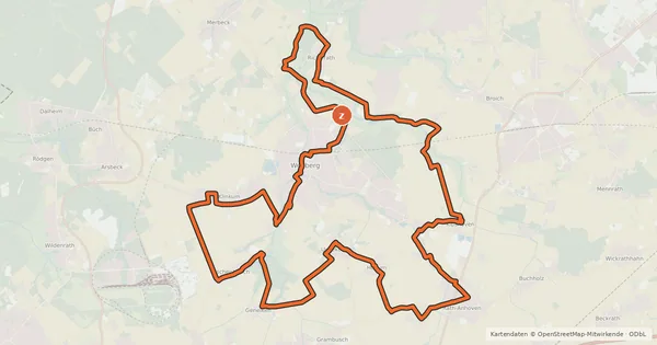 Kartenübersicht der Radroute Kapellen Route