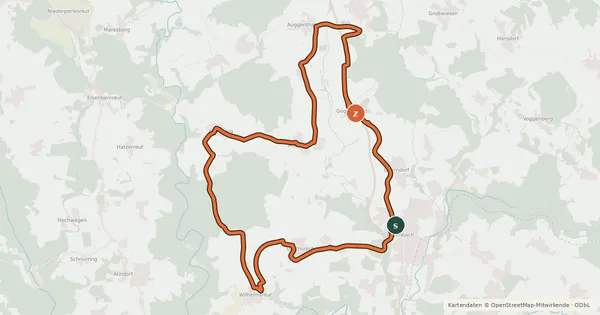 Kartenübersicht der Radroute KapellenRadWanderWeg Tour A