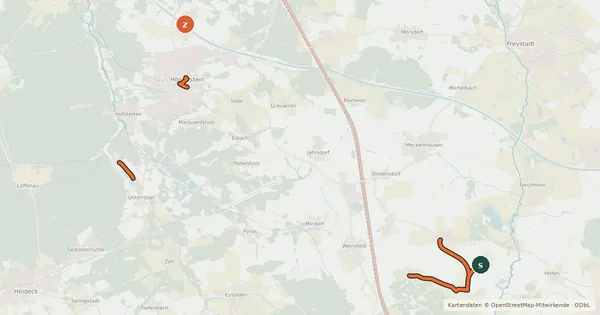 Kartenübersicht der Radroute Kapellenradweg