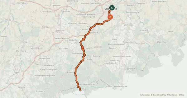 Kartenübersicht der Radroute Karlsroute (Hauptroute)