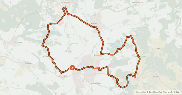 Kartenübersicht der Radroute Karpfen-Radweg Kemnather Land