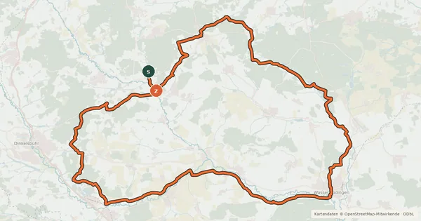 Kartenübersicht der Radroute Karpfenland