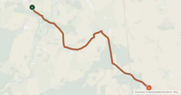 Kartenübersicht der Radroute Karstädt (13) - Perleberg (22)