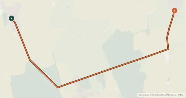 Kartenübersicht der Radroute Karstädt (72) - Putlitz-Berge (74)