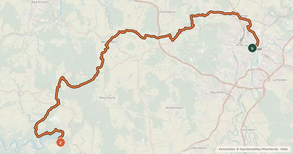 Kartenübersicht der Radroute Kassel-Edersee-Radweg