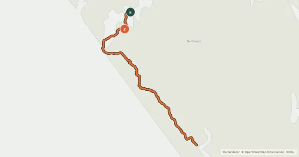 Kartenübersicht der Radroute Kauri Coast Cycleway