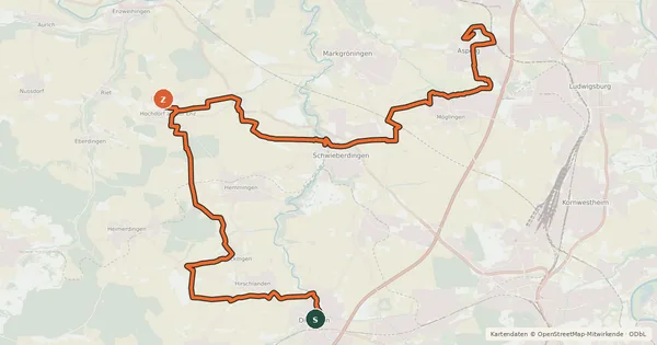 Kartenübersicht der Radroute Keltenweg