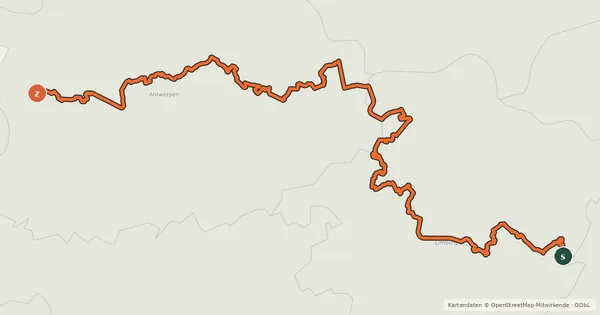 Kartenübersicht der Radroute Kempenroute