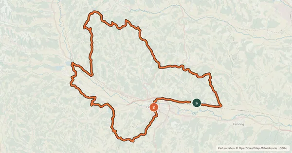 Kartenübersicht der Radroute Kernöltour