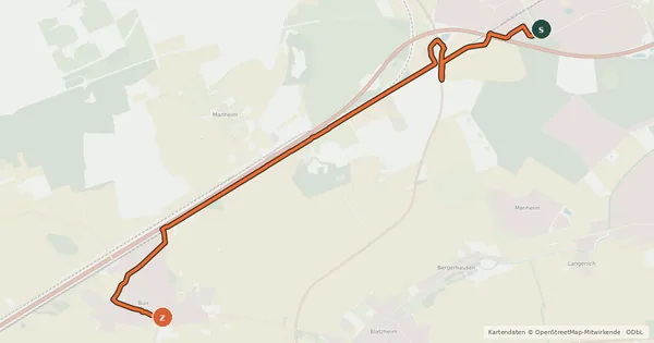 Kartenübersicht der Radroute Kerpen (44) - Kerpen (49)