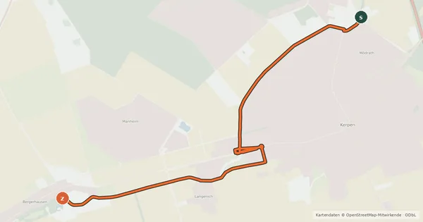 Kartenübersicht der Radroute Kerpen (45) - Kerpen (51)