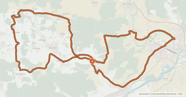 Kartenübersicht der Radroute Kesseltalrundweg