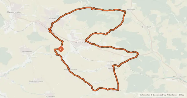 Kartenübersicht der Radroute Keuper-Tour