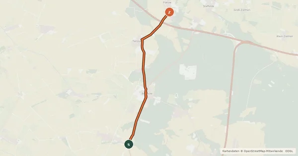 Kartenübersicht der Radroute Kienberg (6) - Kremmen (35)
