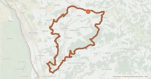 Kartenübersicht der Radroute Kiesental-Loop