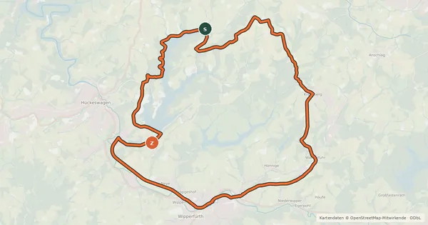 Kartenübersicht der Radroute Kirchdorfradweg Wipperfürth Route 4