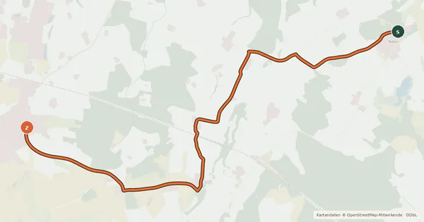 Kartenübersicht der Radroute Kirchweidach-Asten
