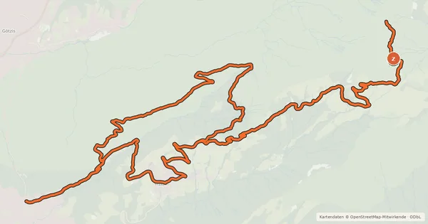 Kartenübersicht der Radroute Klaus-Götzner Moos-Kugelalpe-Fraxern-Orsanka-Klaus