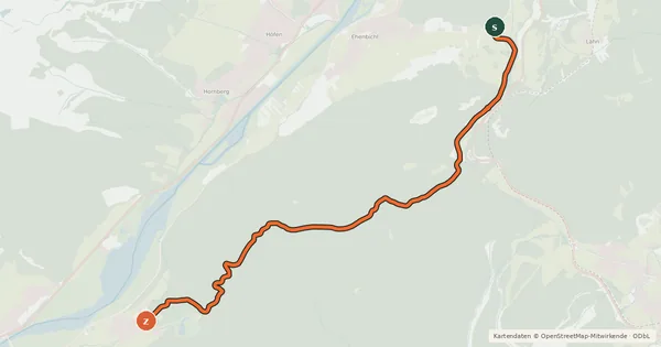 Kartenübersicht der Radroute Klausenwald