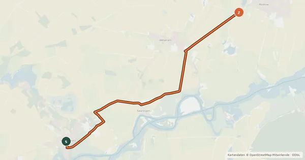 Kartenübersicht der Radroute Klein Kreutz (71) - 76