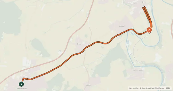 Kartenübersicht der Radroute Kleinbahn-Radweg Grifte–Gudensberg