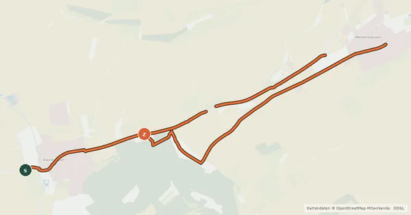 Kartenübersicht der Radroute Kleinbardorf West - Merkershausen