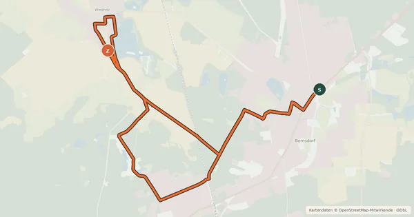 Kartenübersicht der Radroute Kleine Bernsdorfer Runde