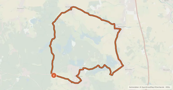 Kartenübersicht der Radroute Kleinkuppenweg