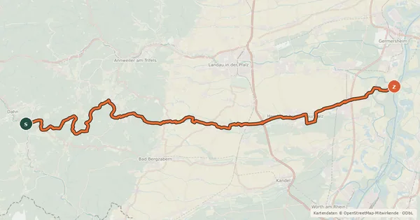 Kartenübersicht der Radroute Klingbach-Radweg