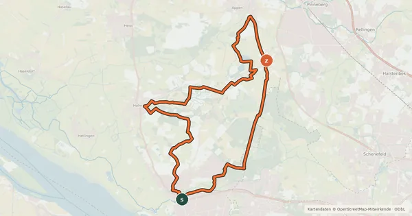 Kartenübersicht der Radroute Klövensteen Route