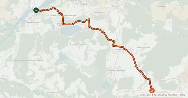 Kartenübersicht der Radroute Klopeinerseeweg