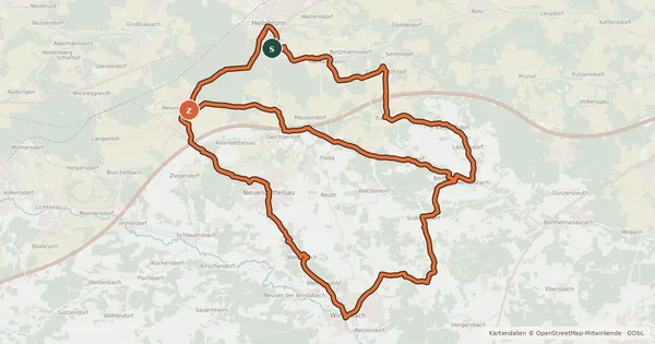 Kartenübersicht der Radroute Kloster–Kirchen–Kartoffeln