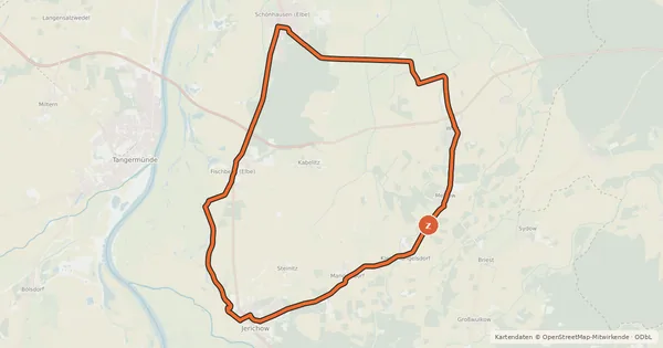 Kartenübersicht der Radroute Klosterroute Altmark