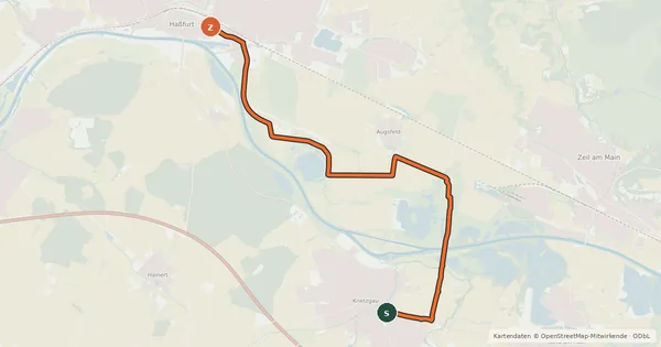 Kartenübersicht der Radroute Knetzgau Haßfurt