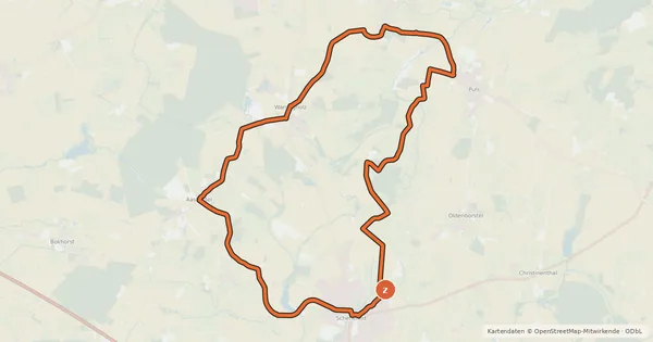 Kartenübersicht der Radroute Knick-Tour