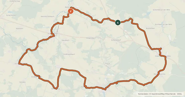 Kartenübersicht der Radroute Knödel-Land Radweg