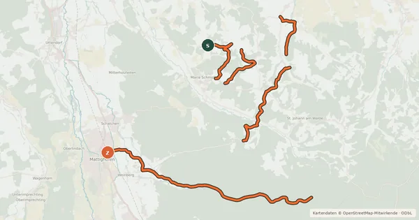 Kartenübersicht der Radroute Kobernausserwald MTB Arena Verbindung