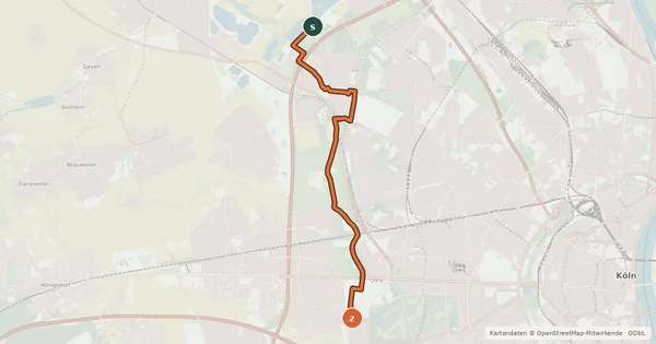 Kartenübersicht der Radroute Köln (05) - Köln (09)
