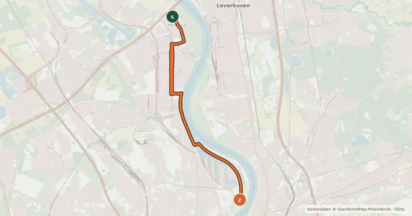 Kartenübersicht der Radroute Köln (08) - Köln (30)
