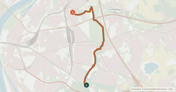 Kartenübersicht der Radroute Köln (16) - Köln (38)
