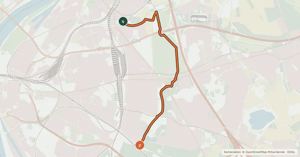 Kartenübersicht der Radroute Köln (38) - Köln (61)